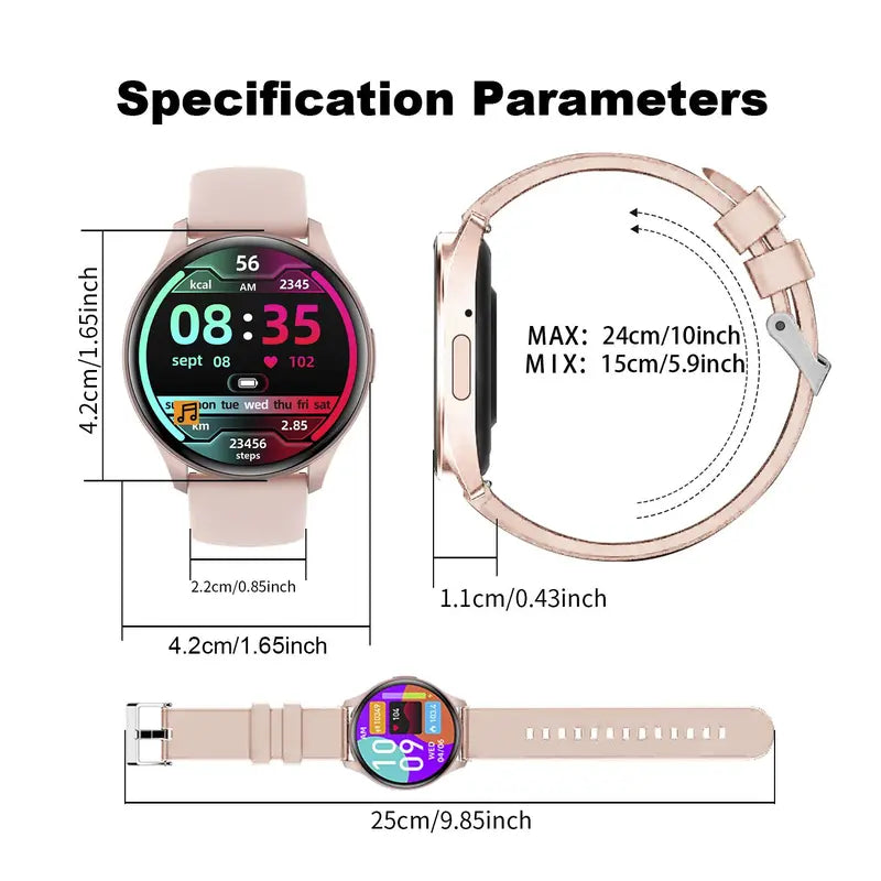 Round Full Touch Screen Smart Watch, Fitness Tracker with Heart Rate Monitoring Function, Multifunctional Sports Smart Watch for Women & Men