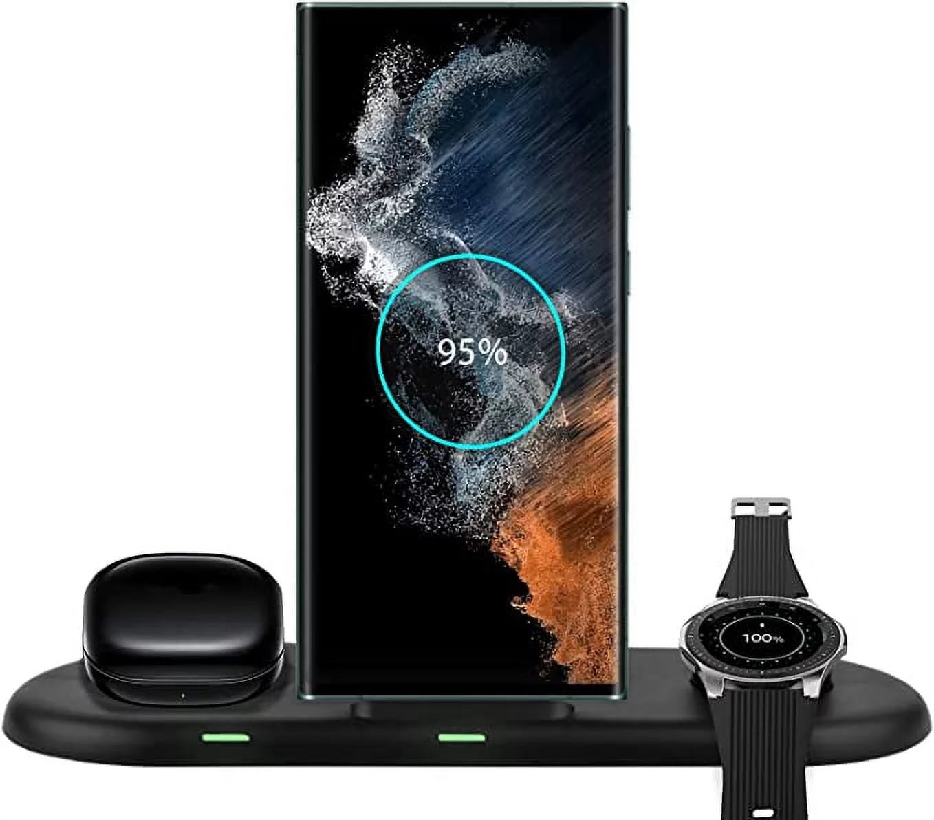 Wireless Charging Station for Samsung, 3 in 1 Wireless Charger for Samsung S24 Ultra/S24+/S24/S23 Ultra/S23 FE/Z Fold5/Z Flip 5/S22/S21, Galaxy Watch 6 Classic/6/5/5 Pro/4/3/1/Active 2 1, Galaxy Buds